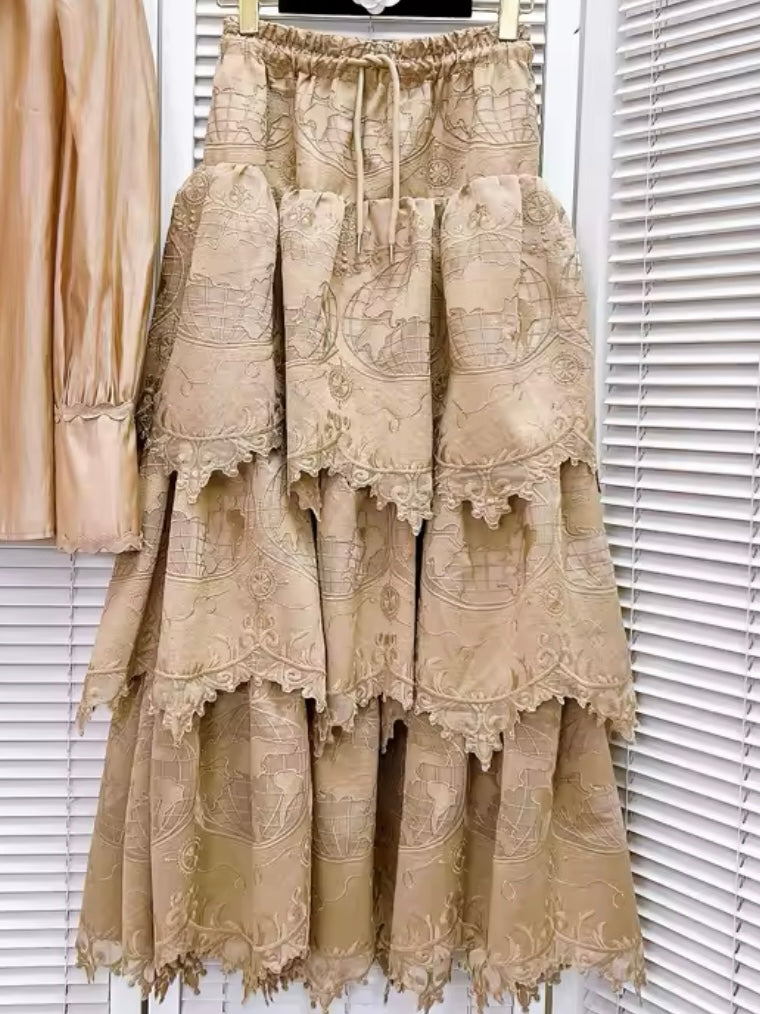 Solid colors set of 2 lace top and tube skirt