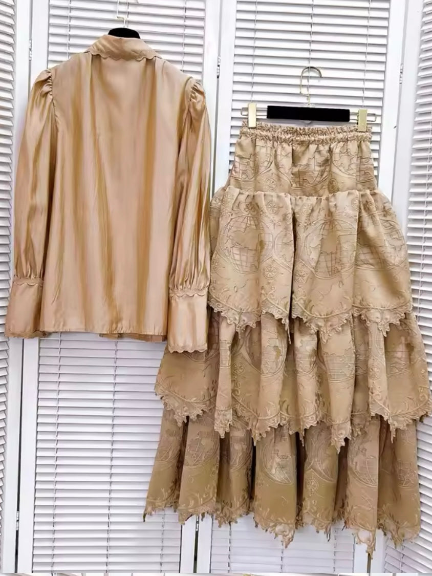 Solid colors set of 2 lace top and tube skirt