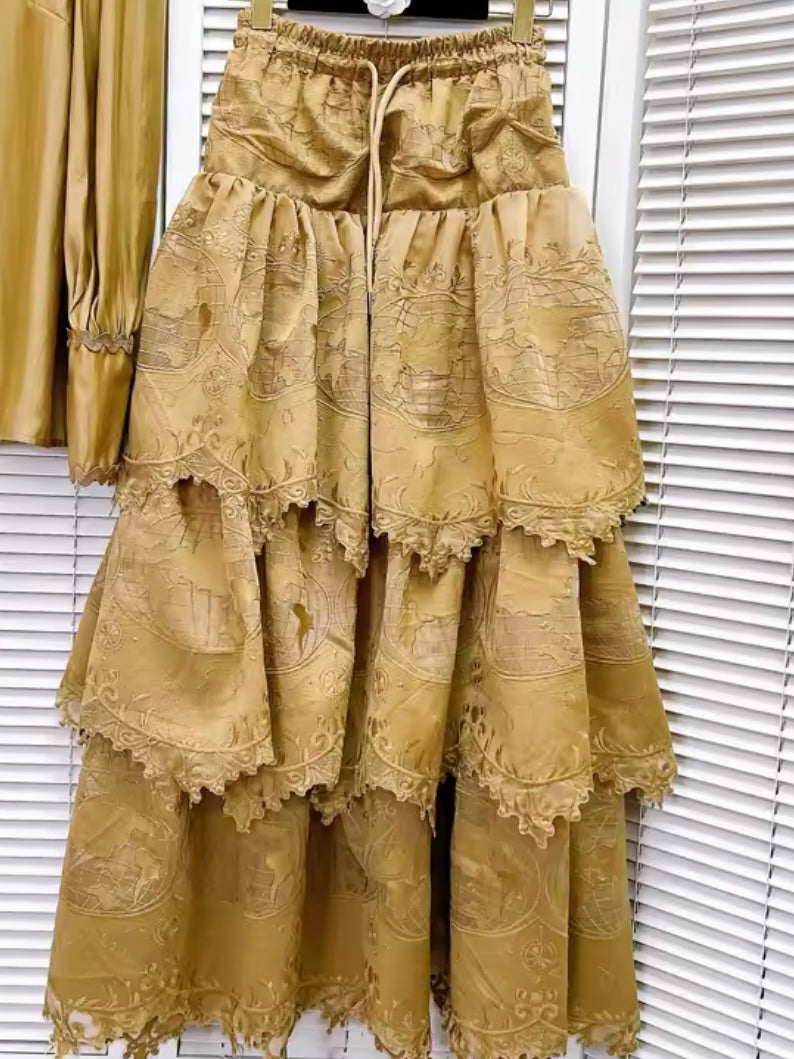 Solid colors set of 2 lace top and tube skirt