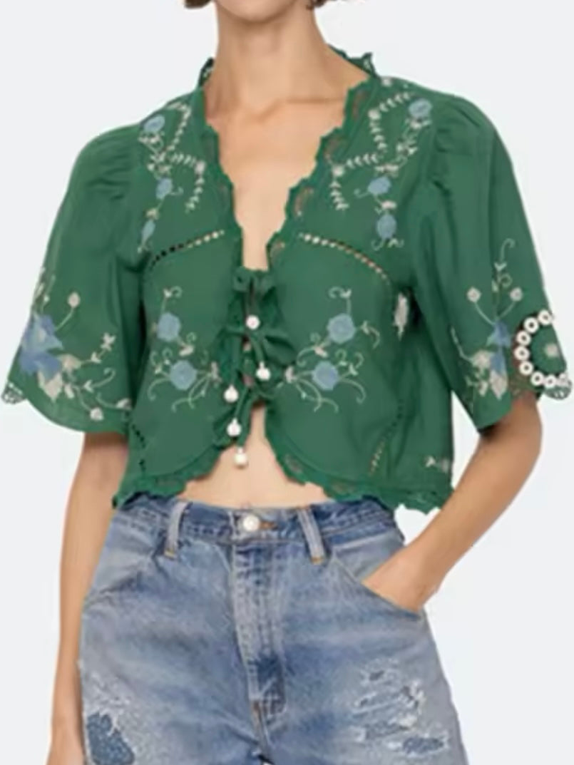 Green crop top
