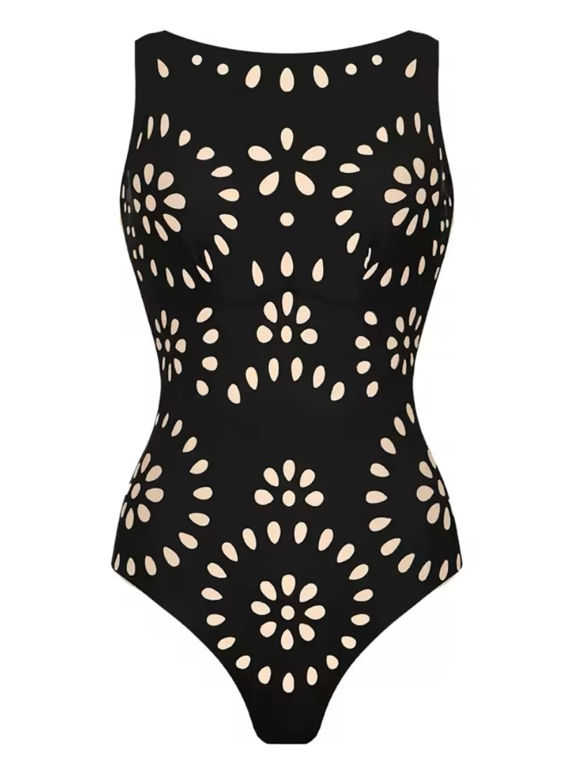 Solid colors cutout fabric set of 2, one piece strapless swimsuit and maxi skirt