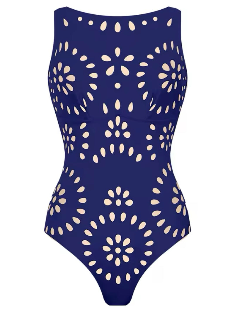 Solid colors cutout fabric set of 2, one piece strapless swimsuit and maxi skirt