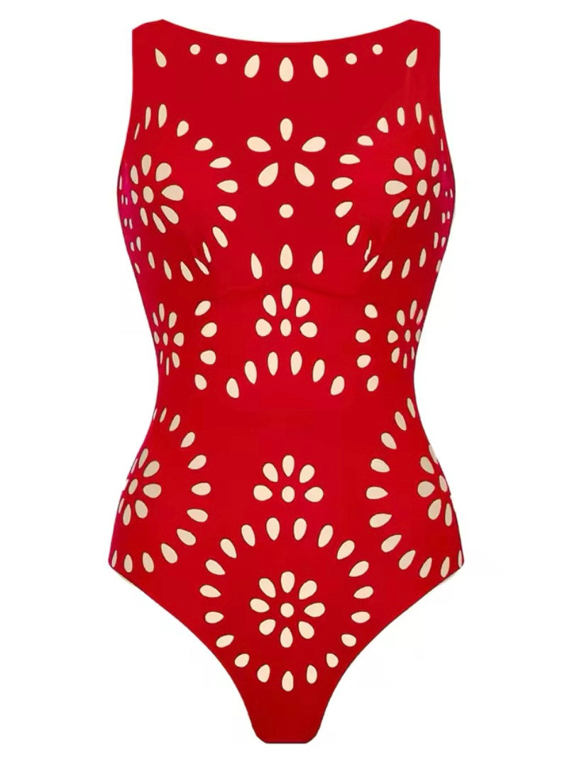 Solid colors cutout fabric set of 2, one piece strapless swimsuit and maxi skirt