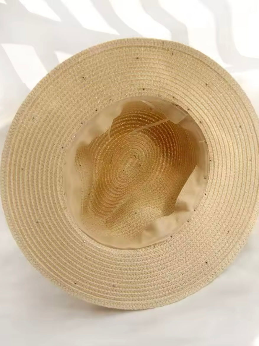 Solid colors pearls straw hat