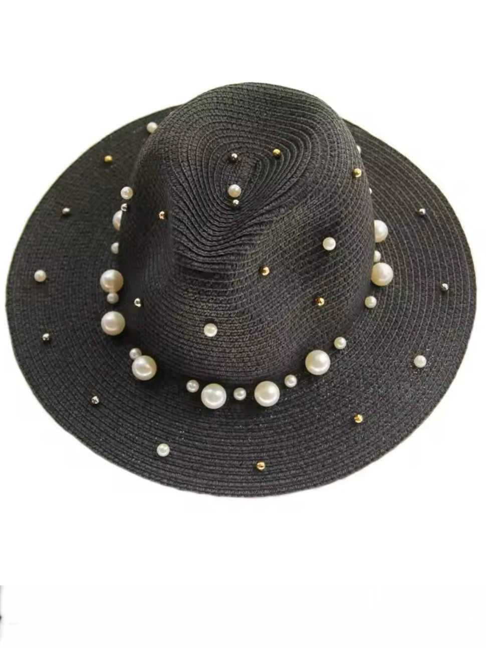 Solid colors pearls straw hat