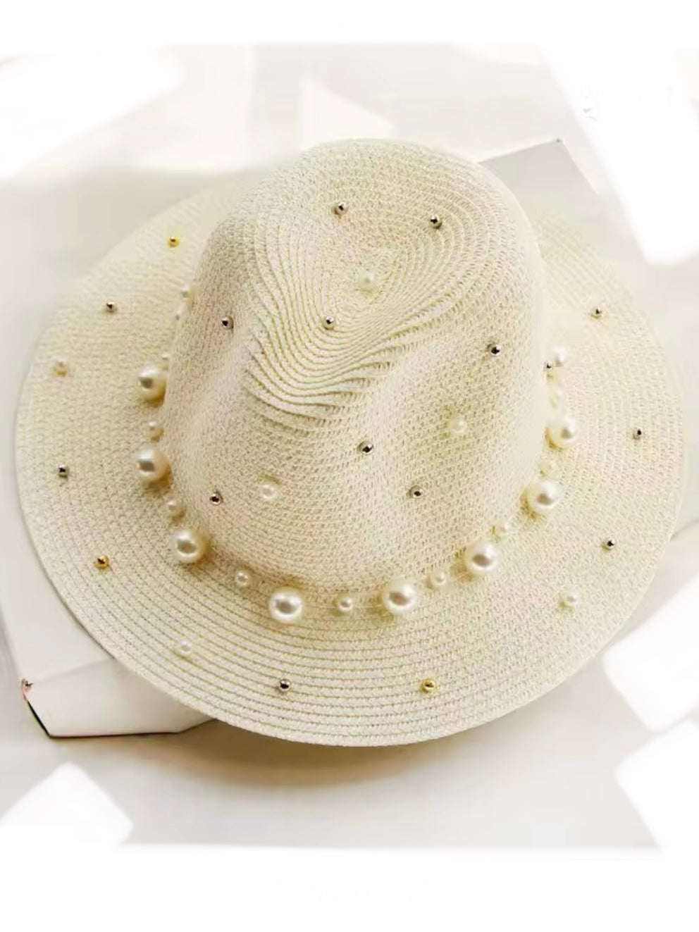 Solid colors pearls straw hat