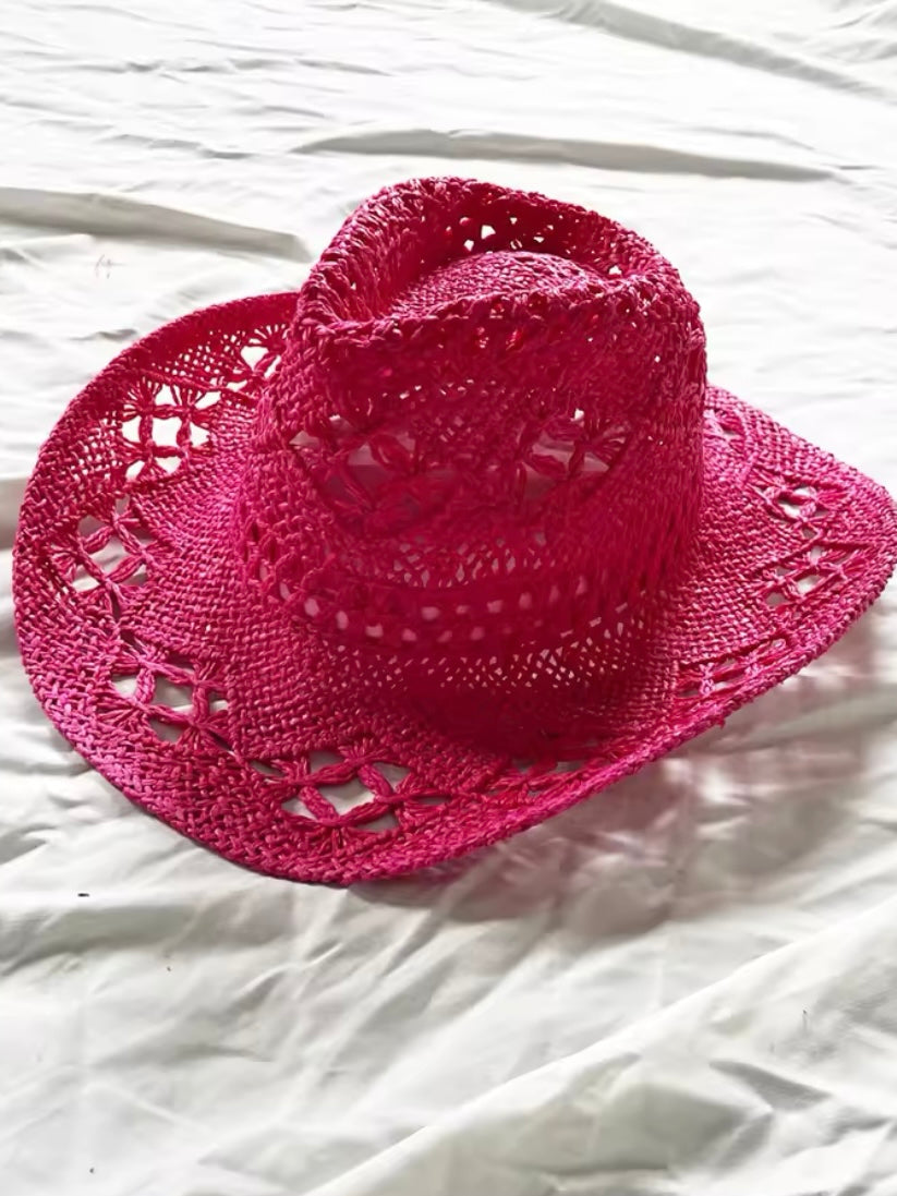 Solid colors cowgirl straw hat