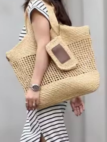 Big natural straw bag