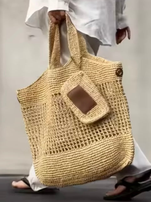 Big natural straw bag