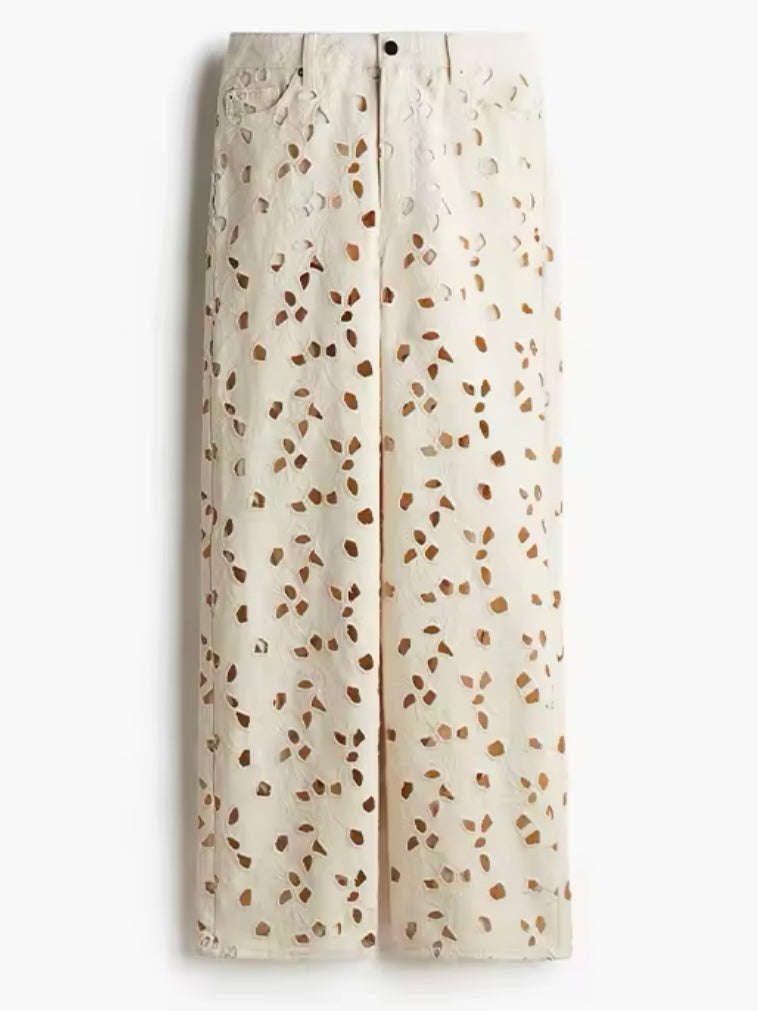 Off White cutout fabric jeans pants