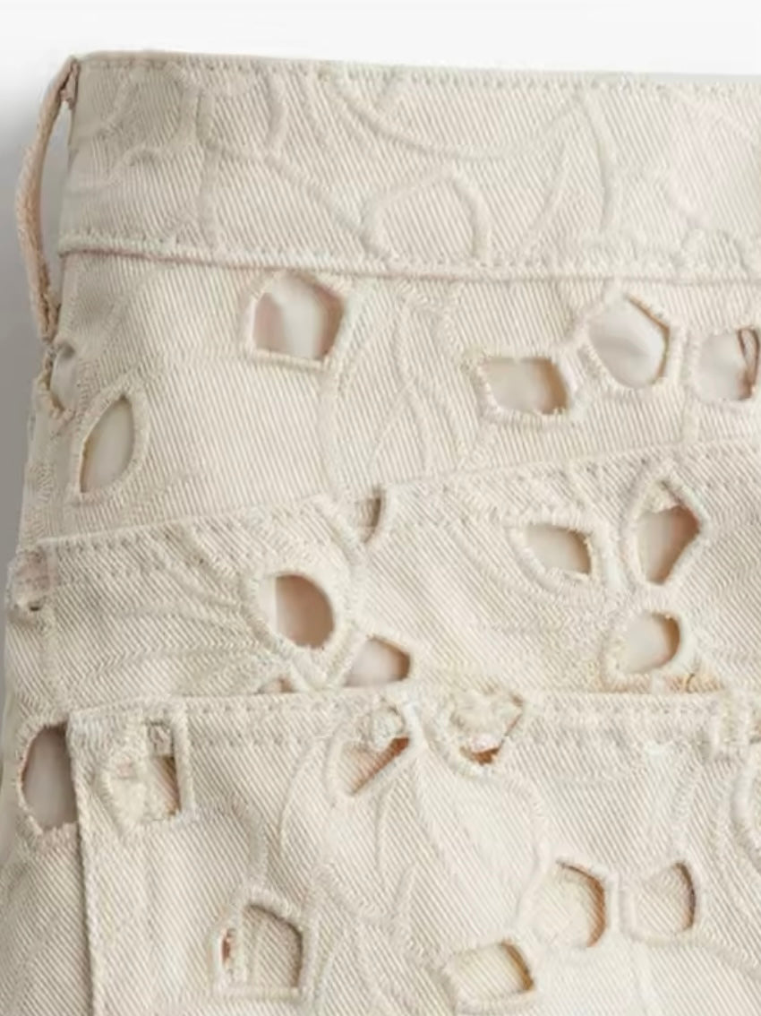 Off White cutout fabric jeans pants