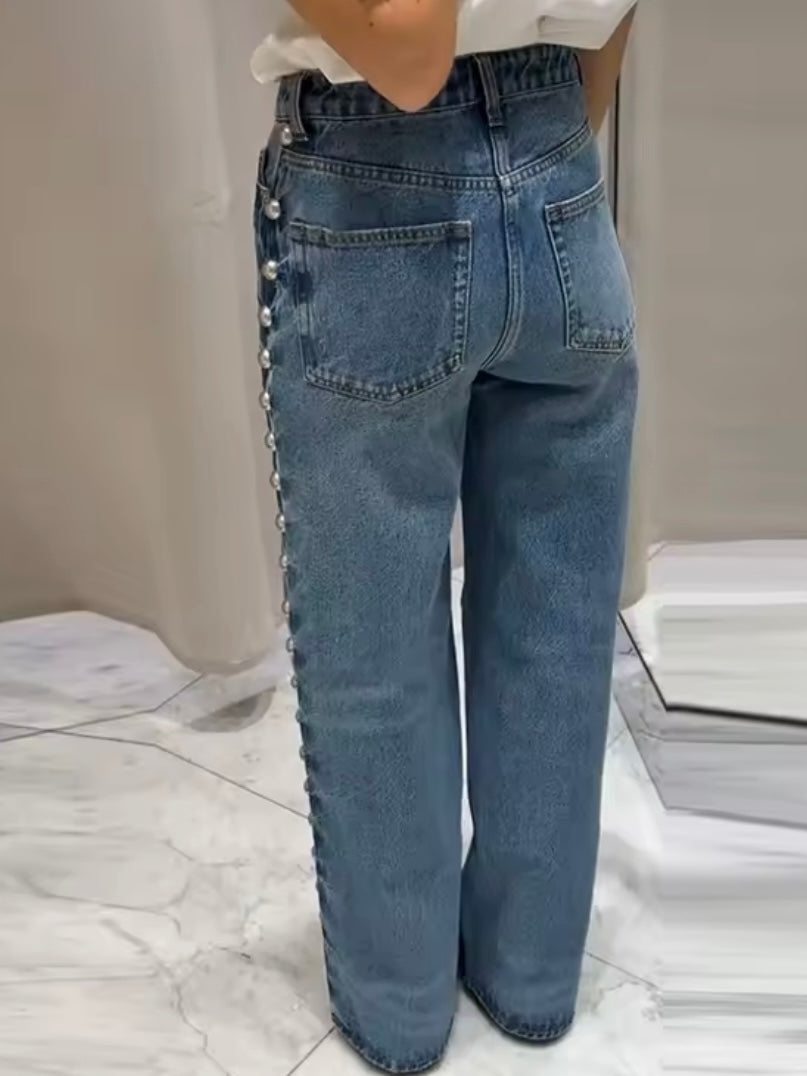 Mid blue loose fit jeans pants
