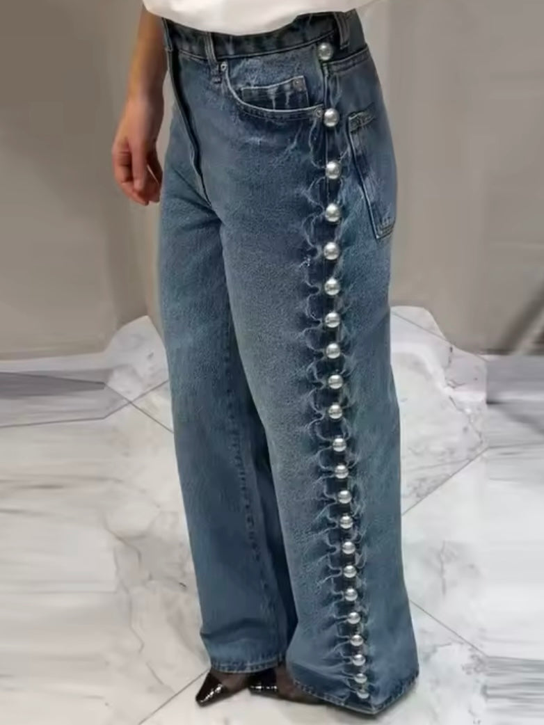 Mid blue loose fit jeans pants