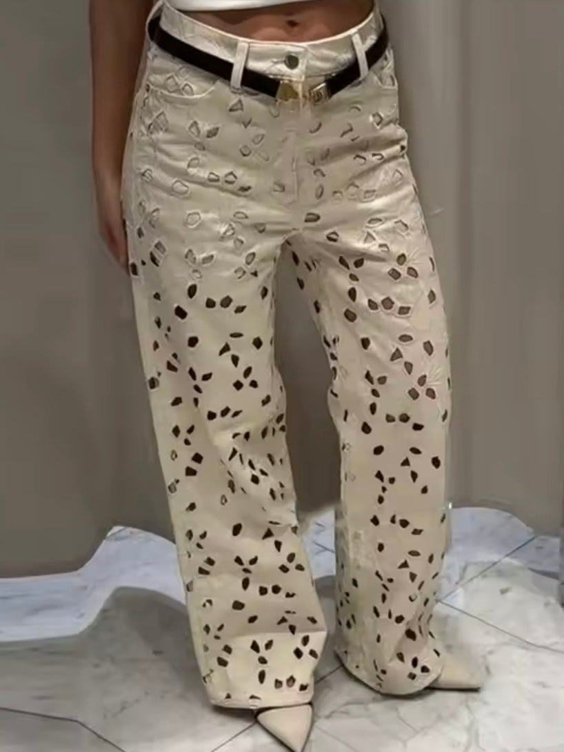 Off White cutout fabric jeans pants