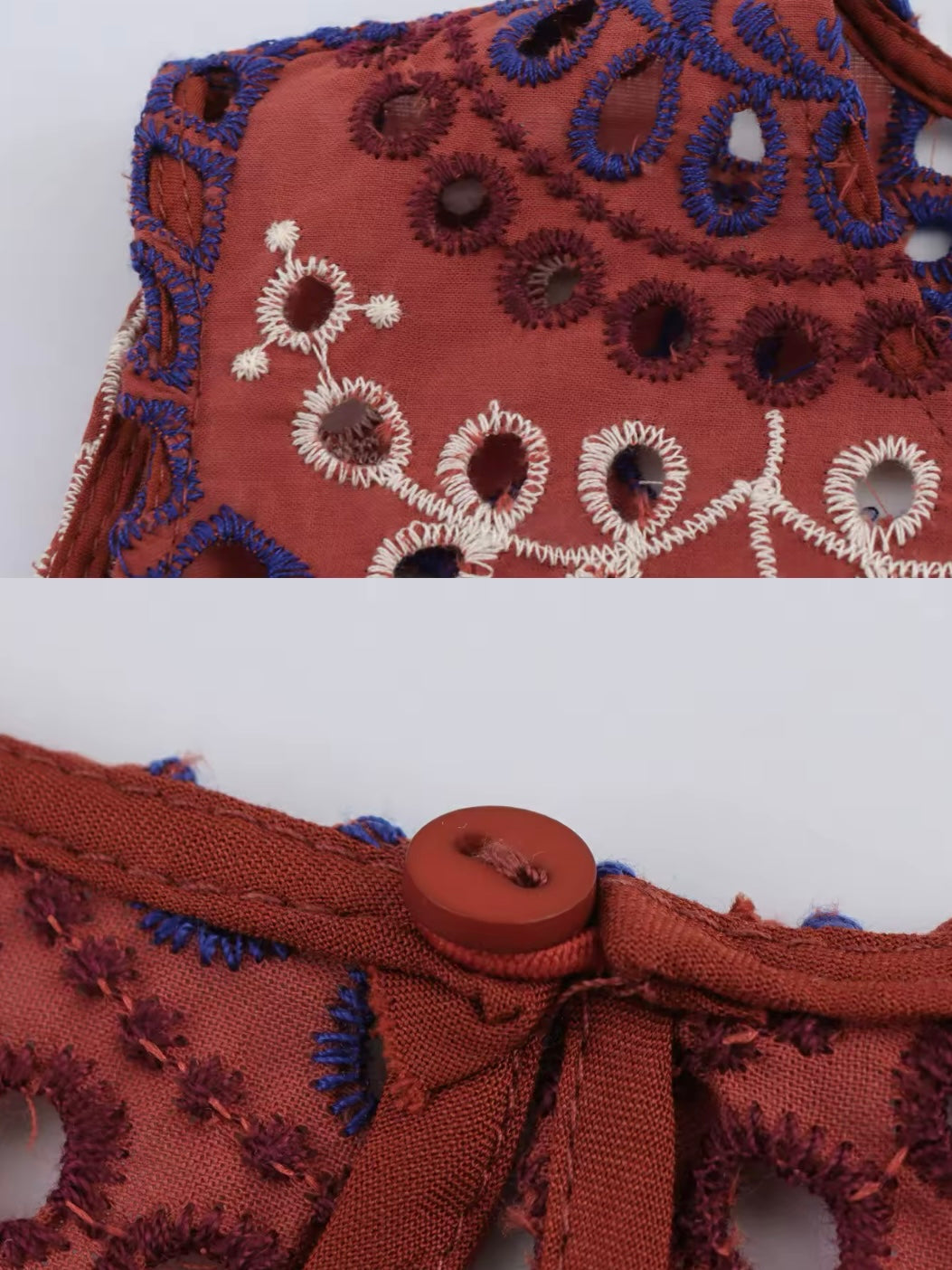 Burgundy Set of 2 eyelet lace shirt and skirt