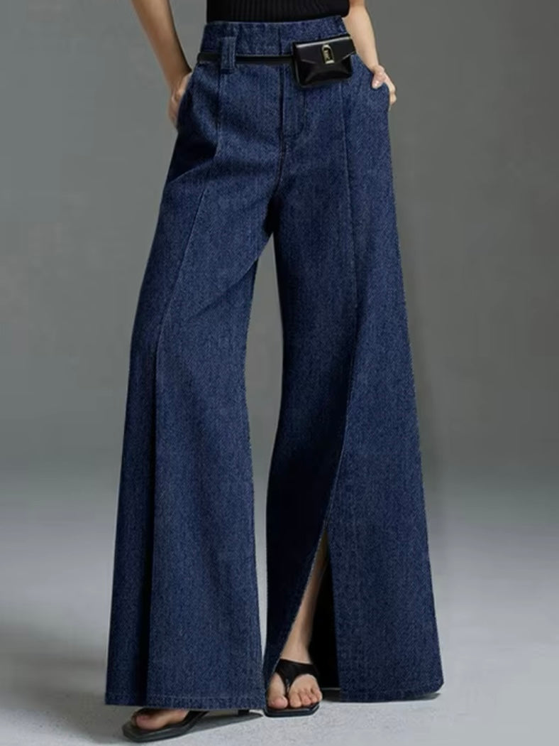 Dark blue flare open leg jeans