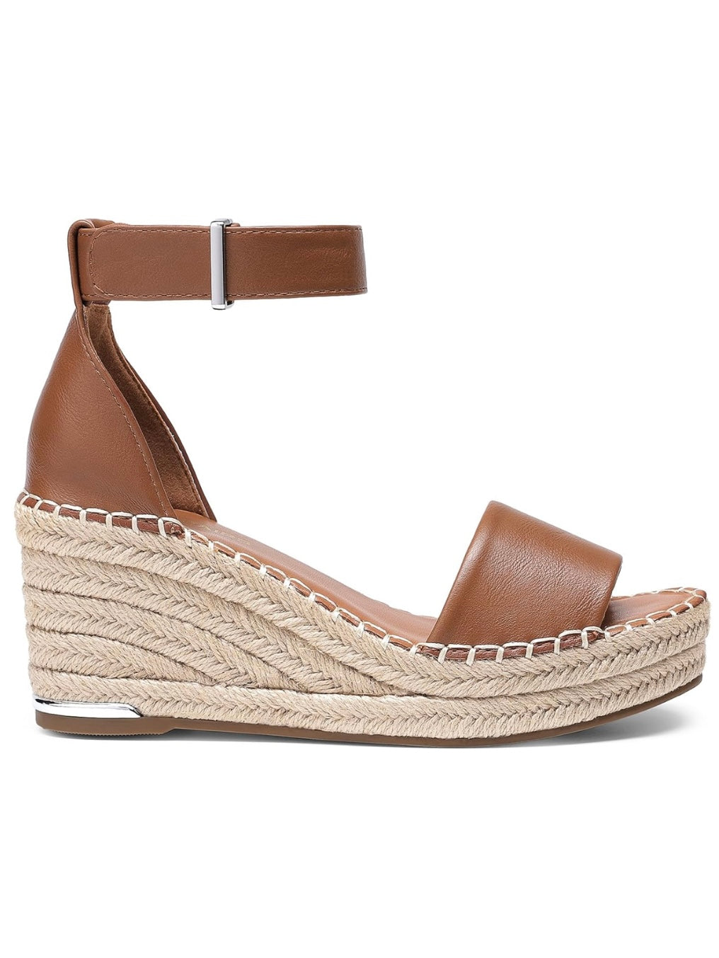Brown wedge high heels sandals
