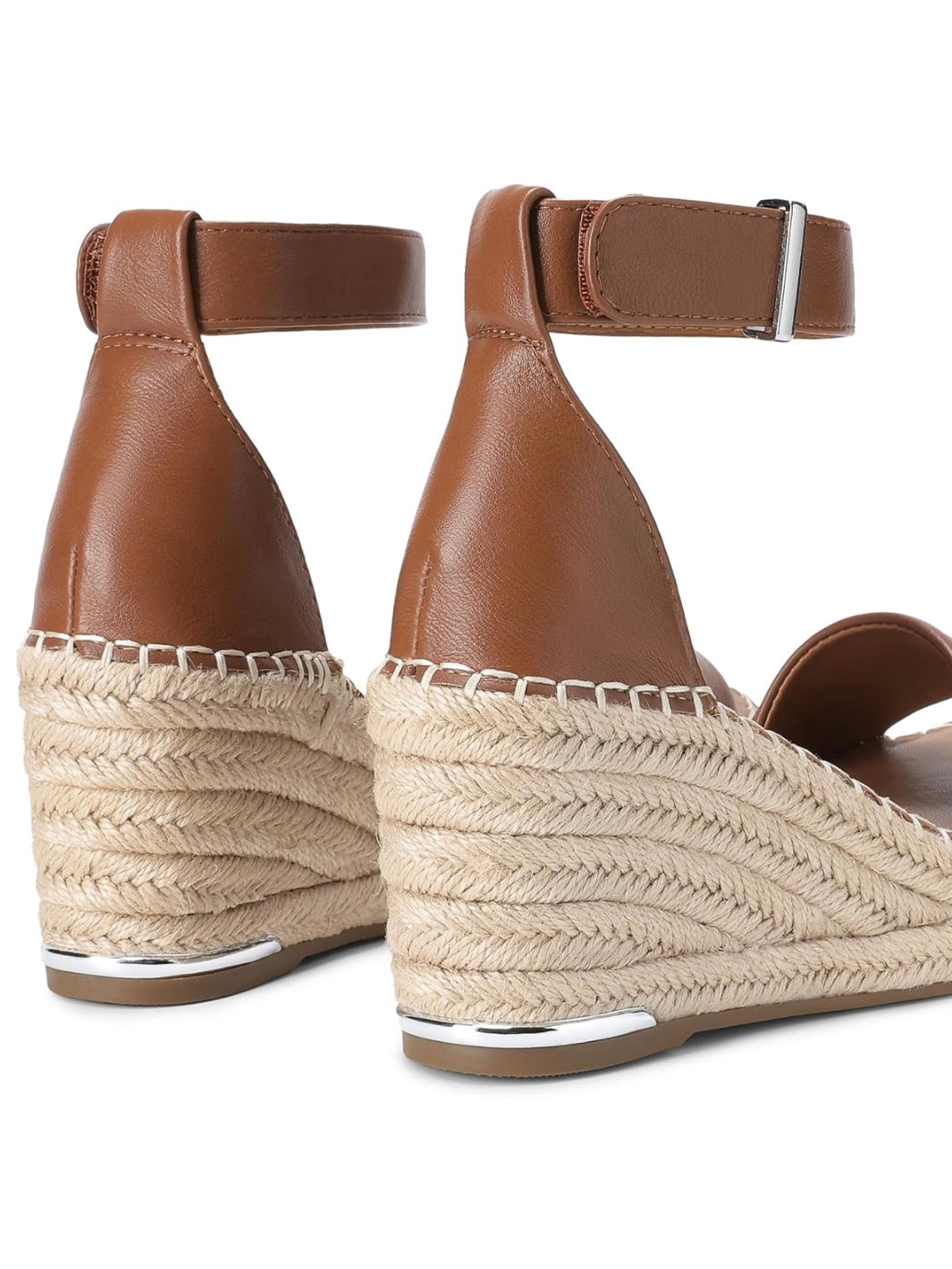 Brown wedge high heels sandals