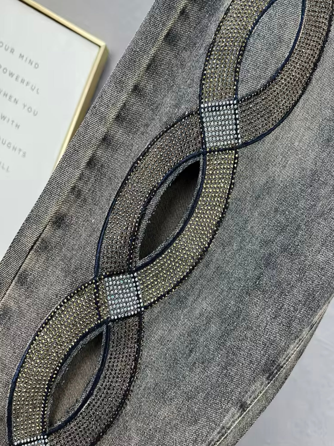 Gray barrel cutout pants