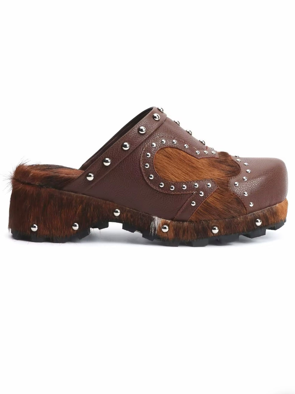 Brown high heels platform shoes