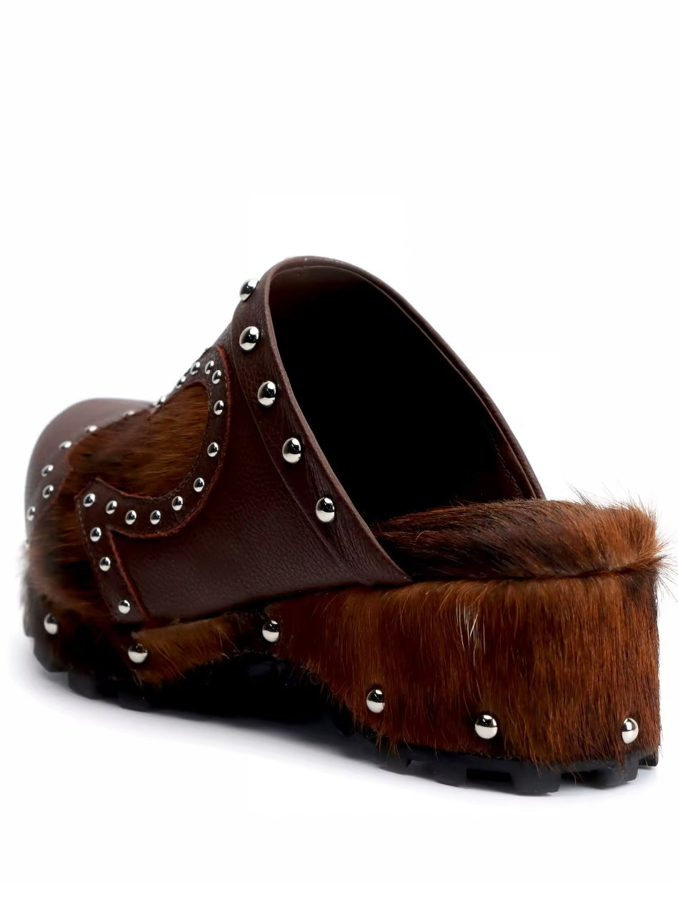 Brown high heels platform shoes