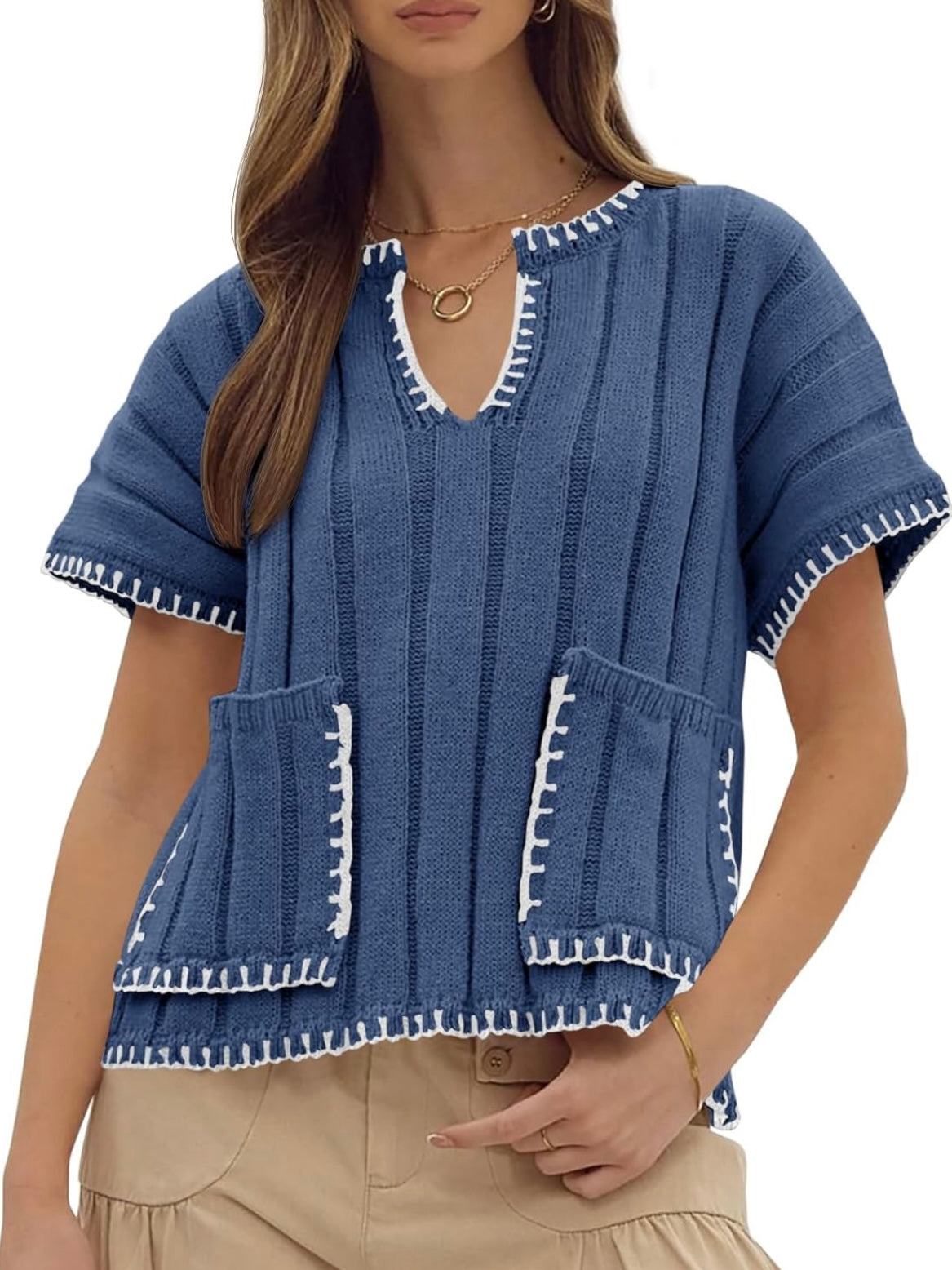 Solid colors knitted pullover top