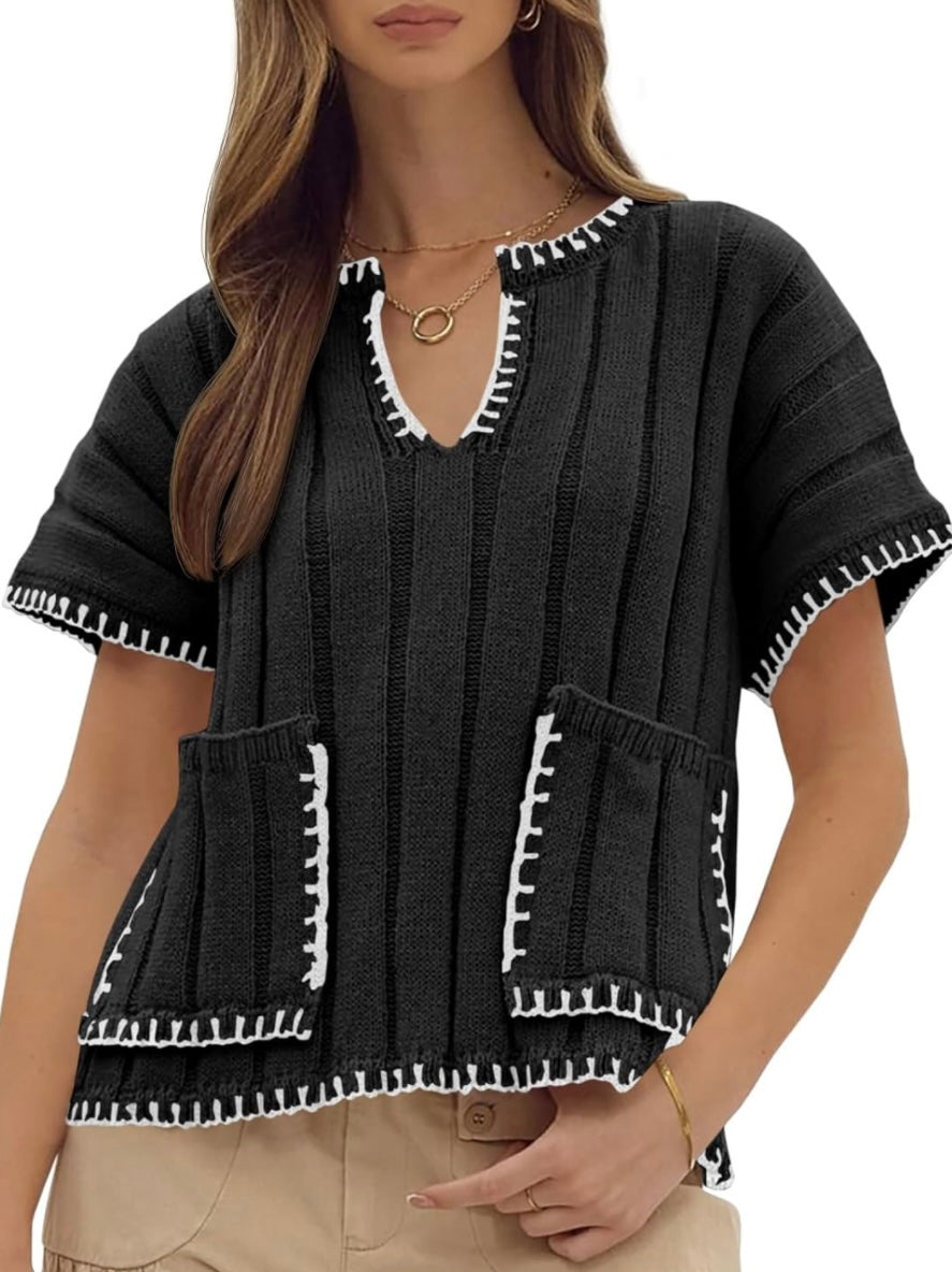 Solid colors knitted pullover top