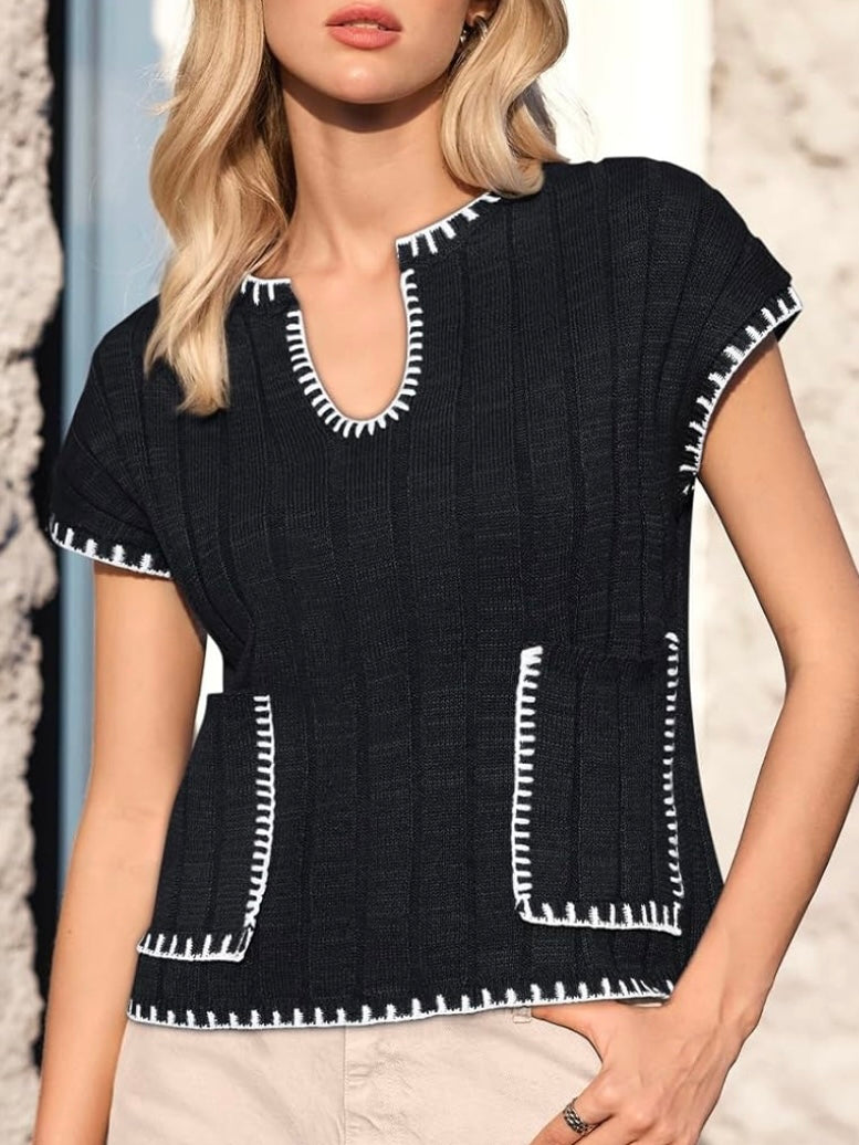 Solid colors knitted pullover top