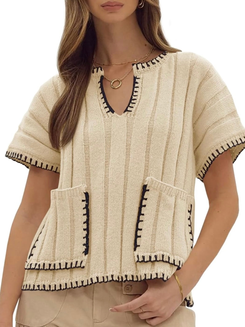 Solid colors knitted pullover top