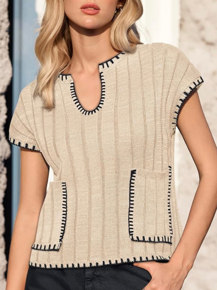 Solid colors knitted pullover top