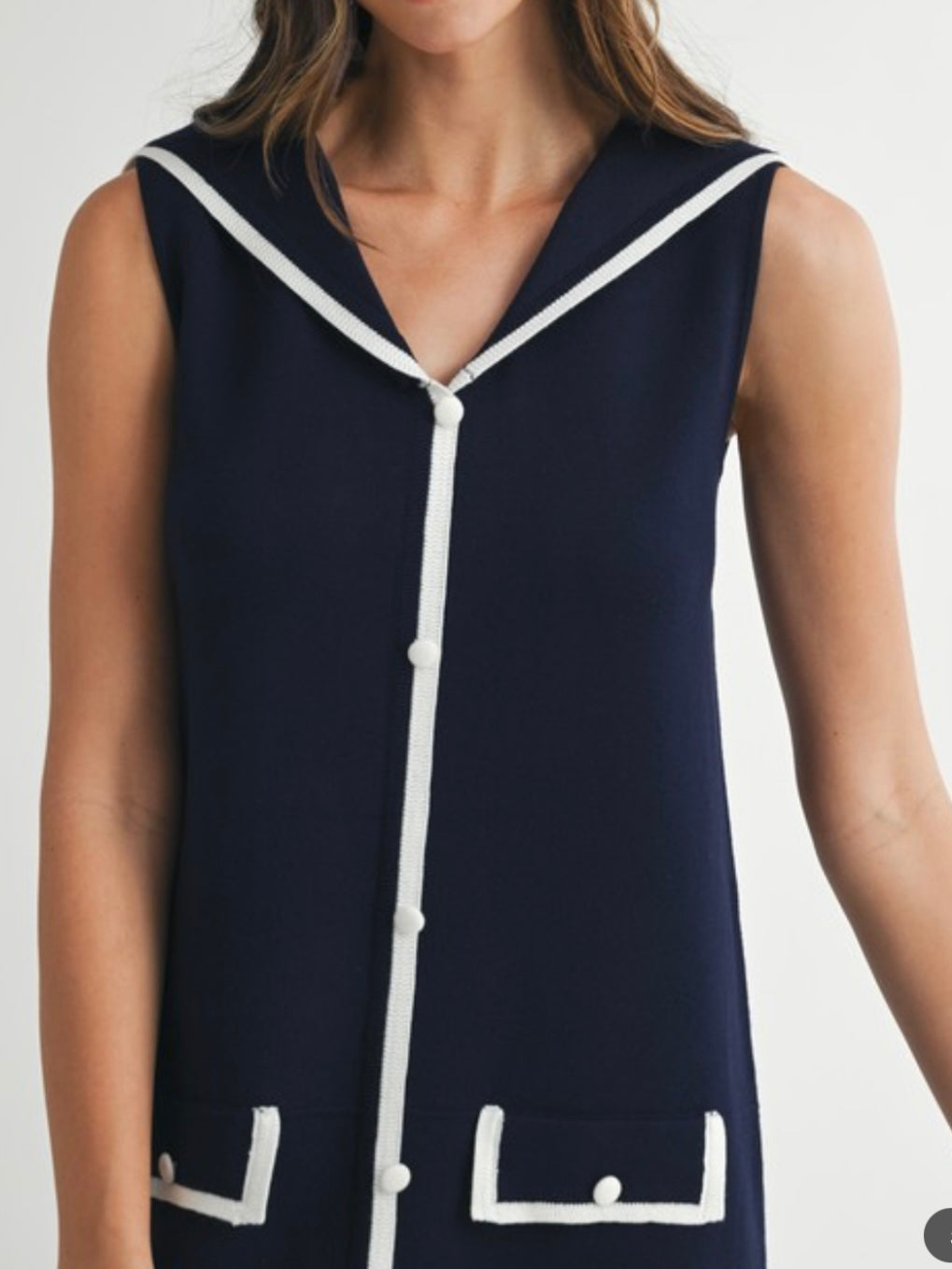 Navy blue short sleeves mini dress