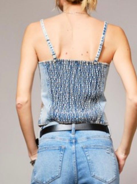 Light blue denim tank top