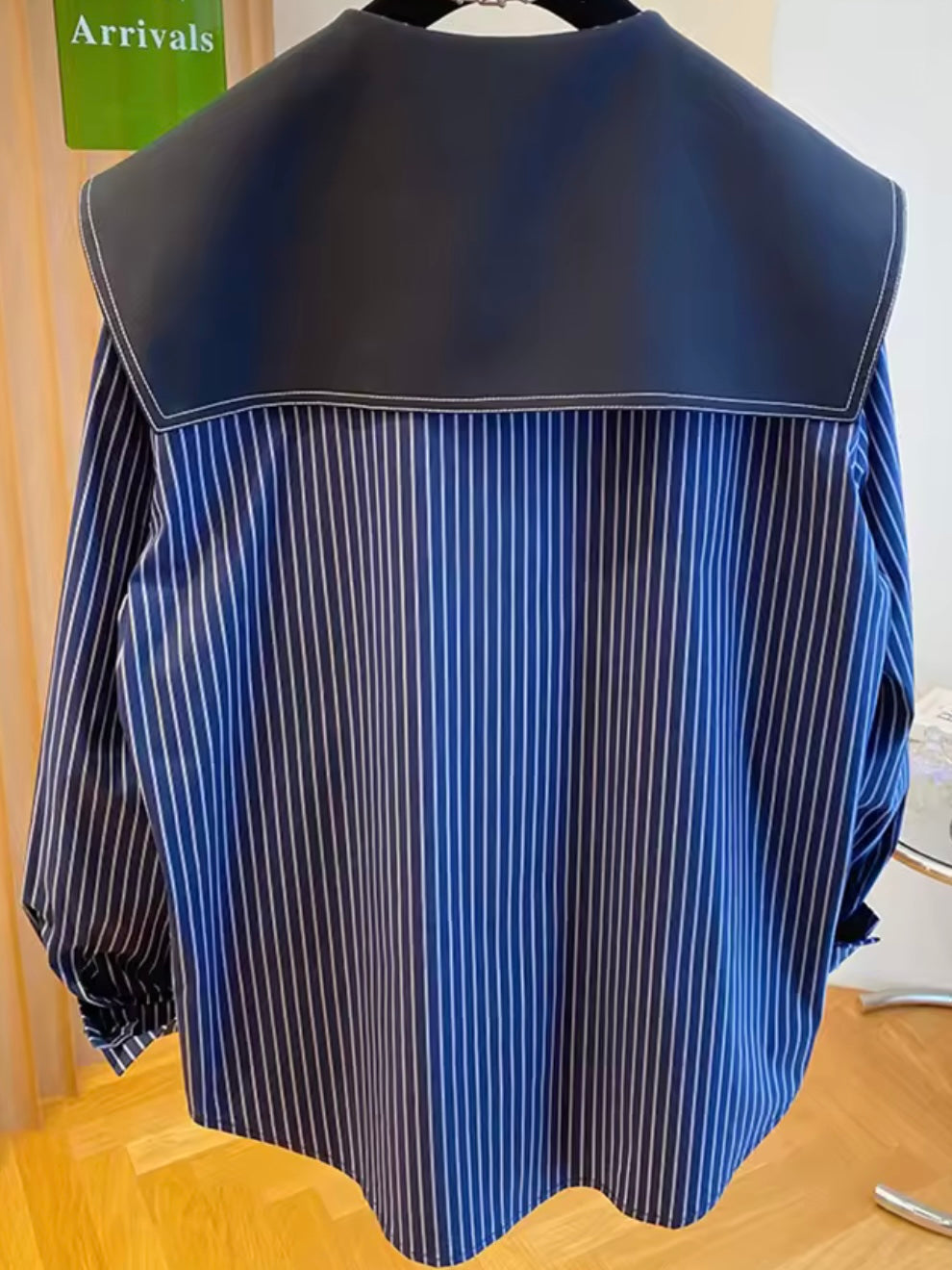 Navy blue flaps neck shirt