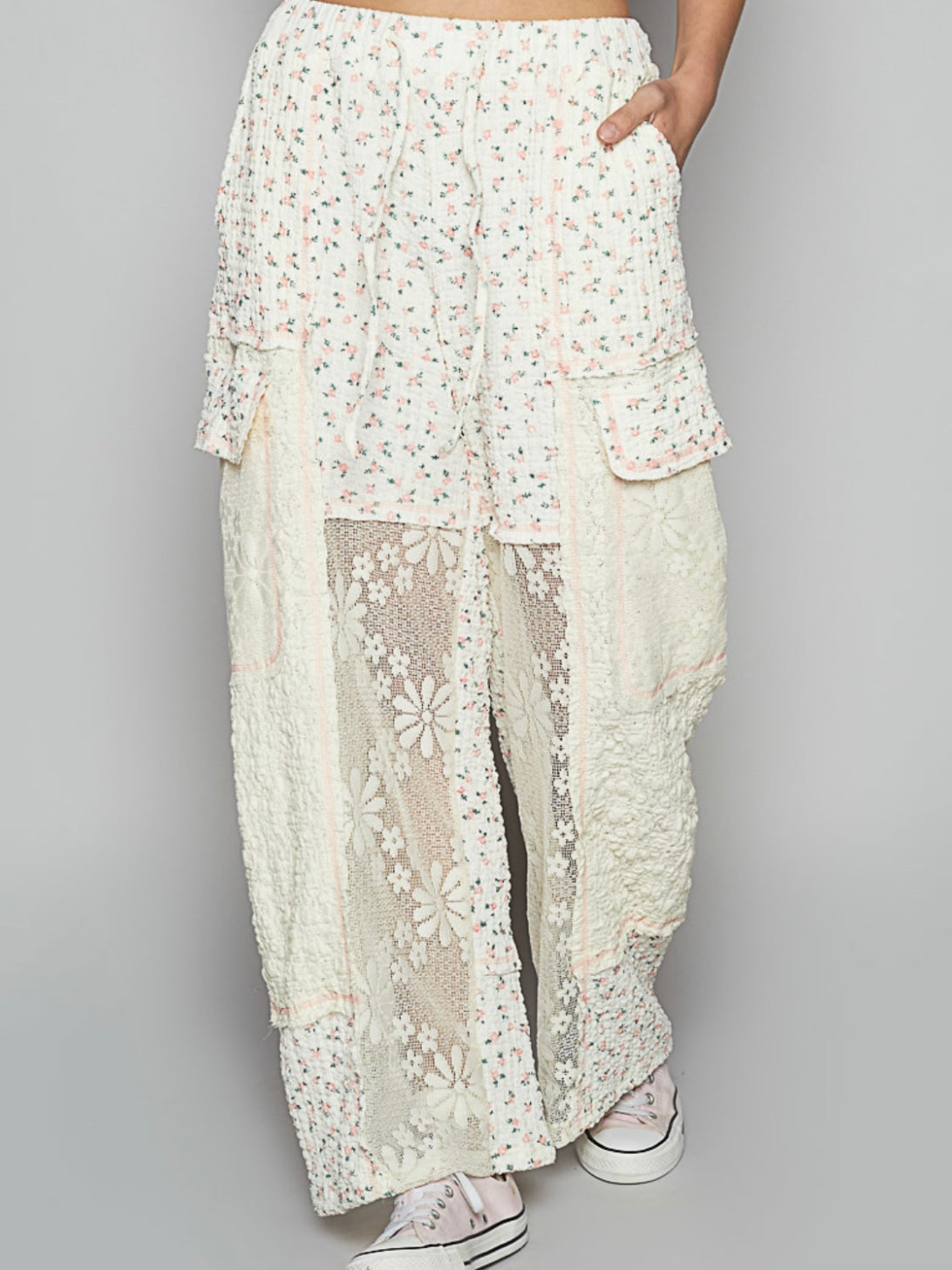 Off white pattern pants and hoodie set