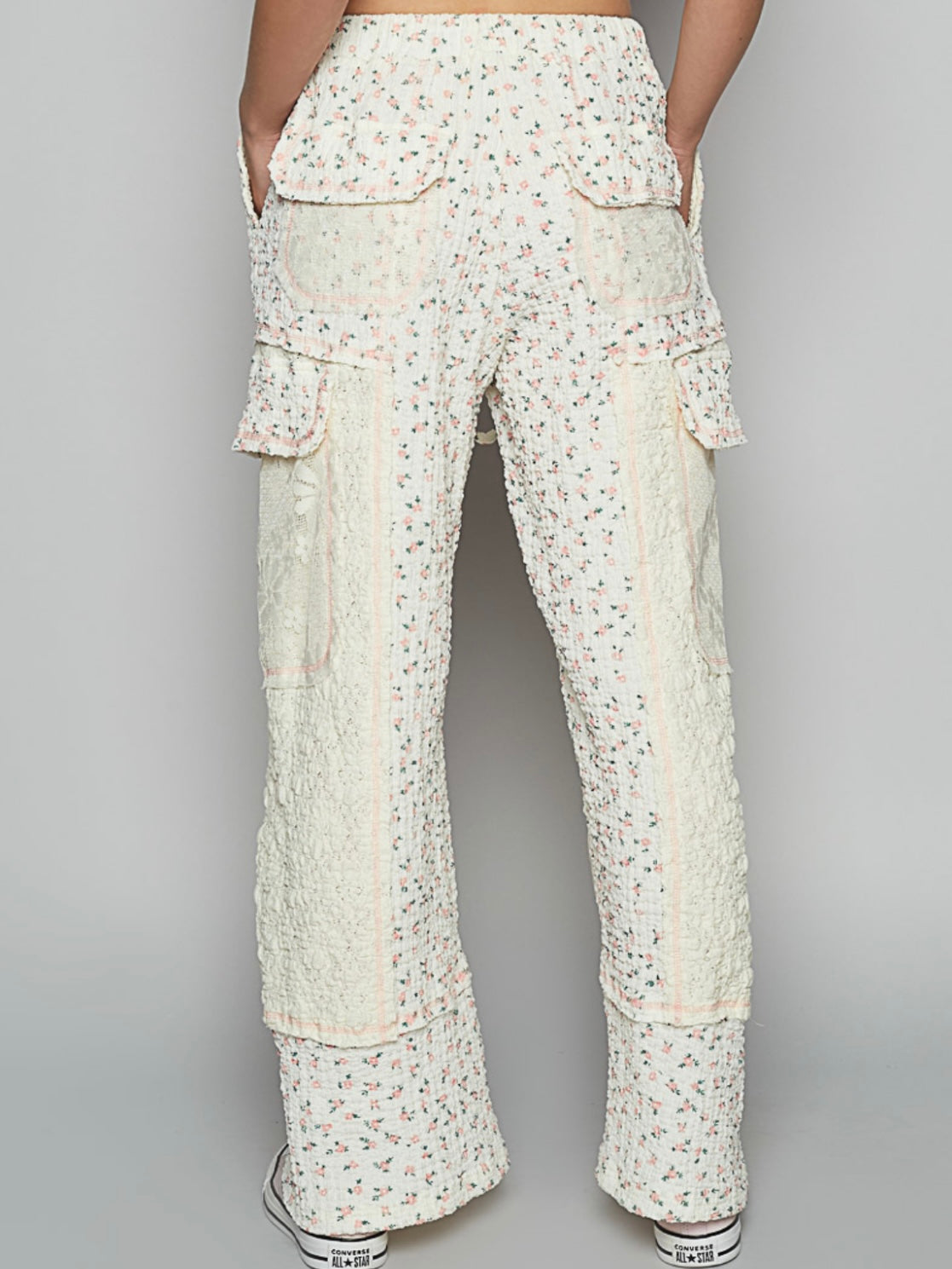 Off white pattern pants and hoodie set