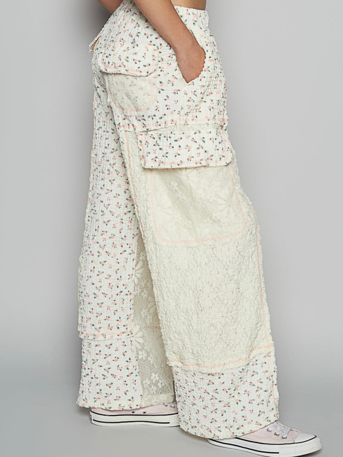 Off white pattern pants and hoodie set