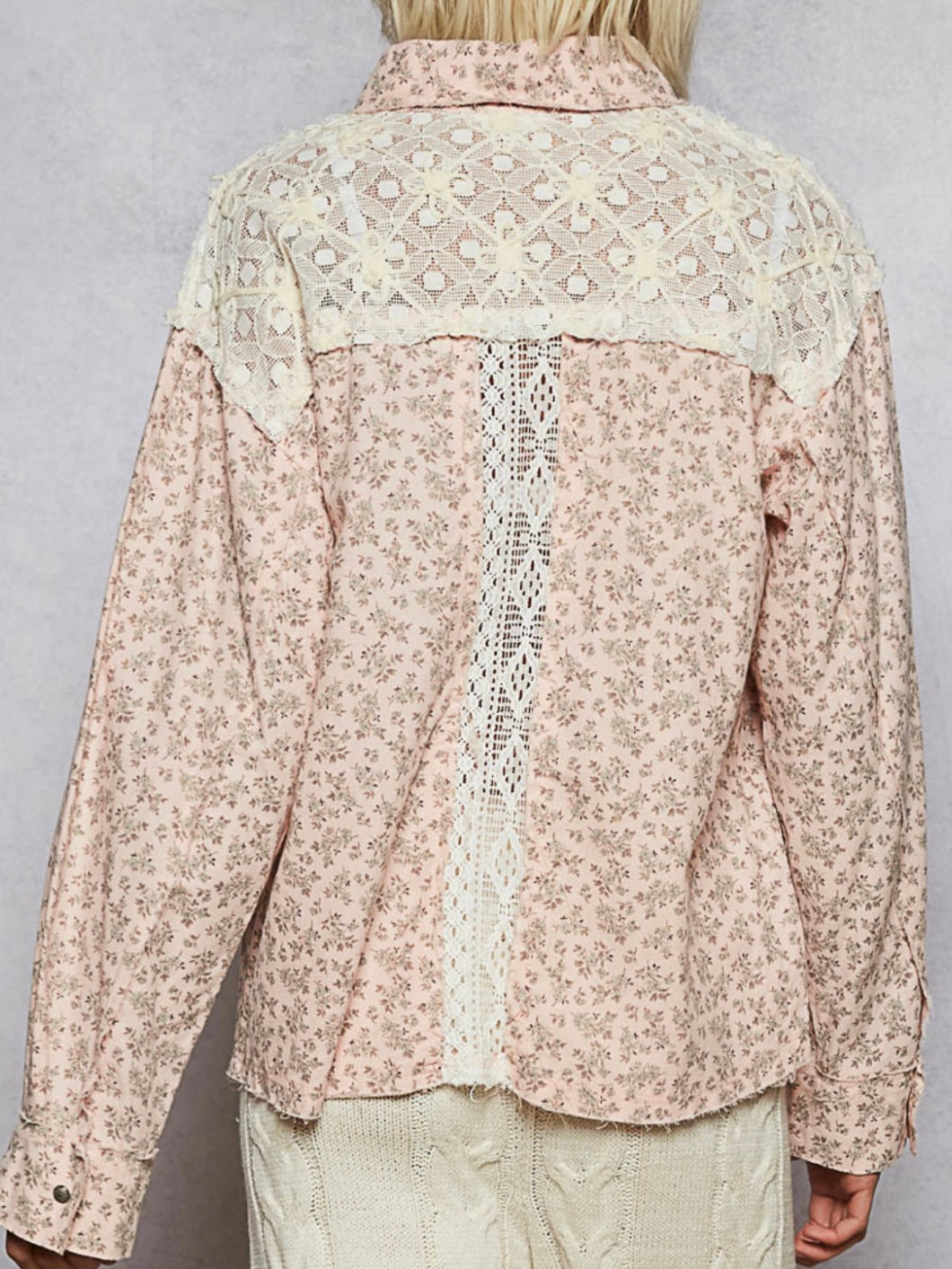 Pink and beige floral mix fabrics shirt