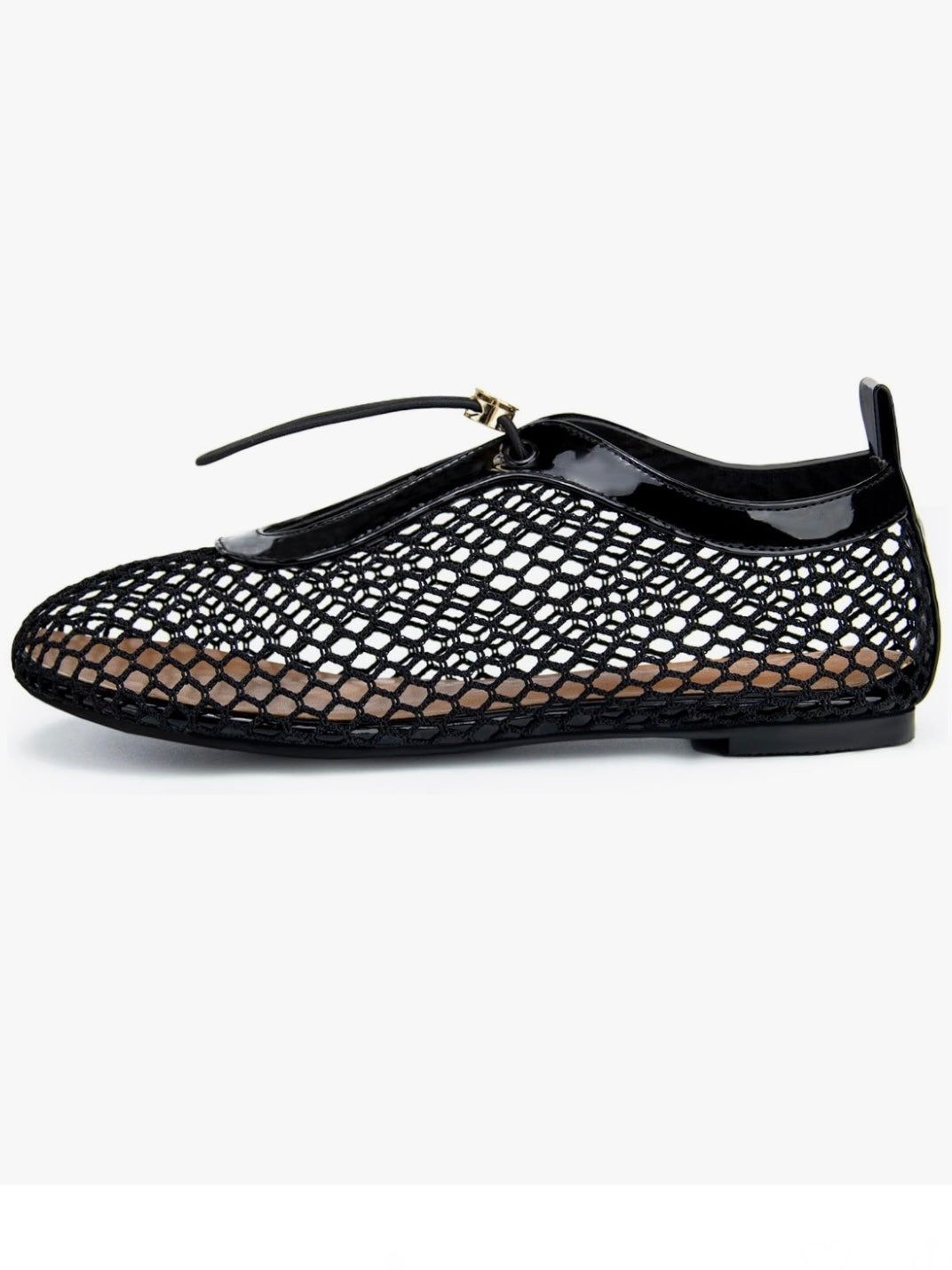 Brown caramel net flats shoes