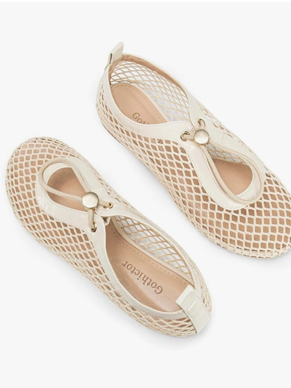 Brown caramel net flats shoes