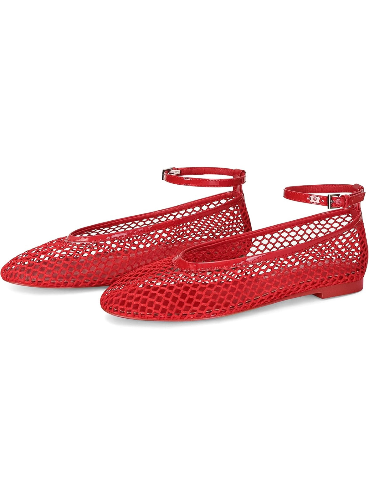 Solid colors net flats shoes ankle strap