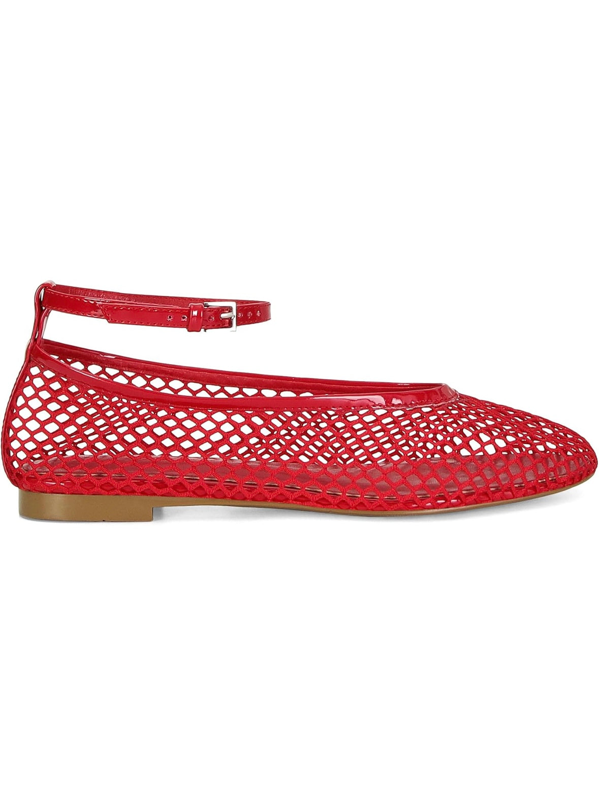 Solid colors net flats shoes ankle strap