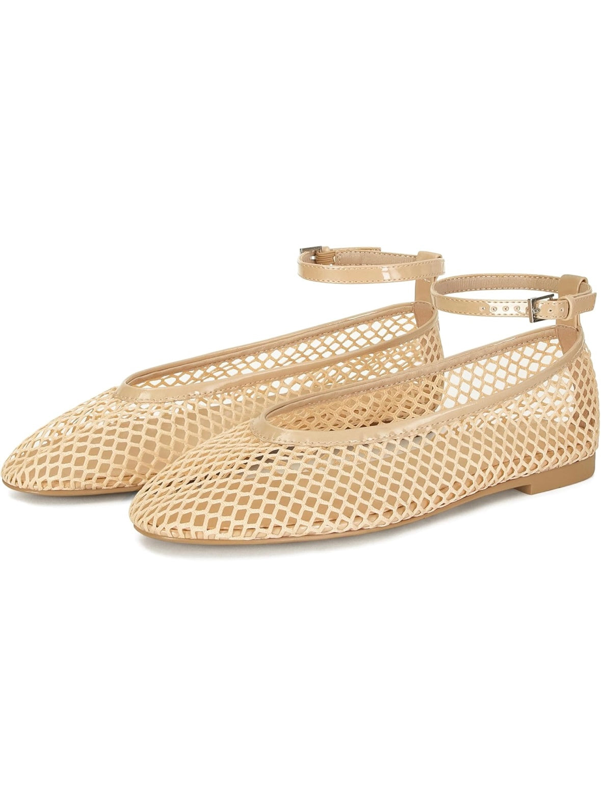 Solid colors net flats shoes ankle strap