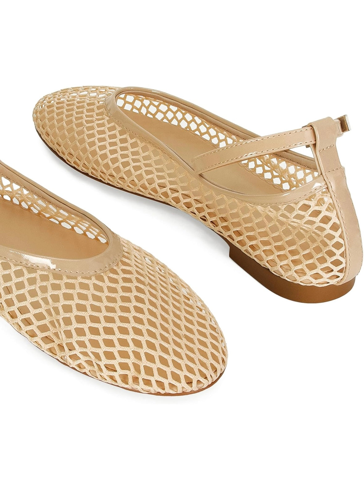 Solid colors net flats shoes ankle strap