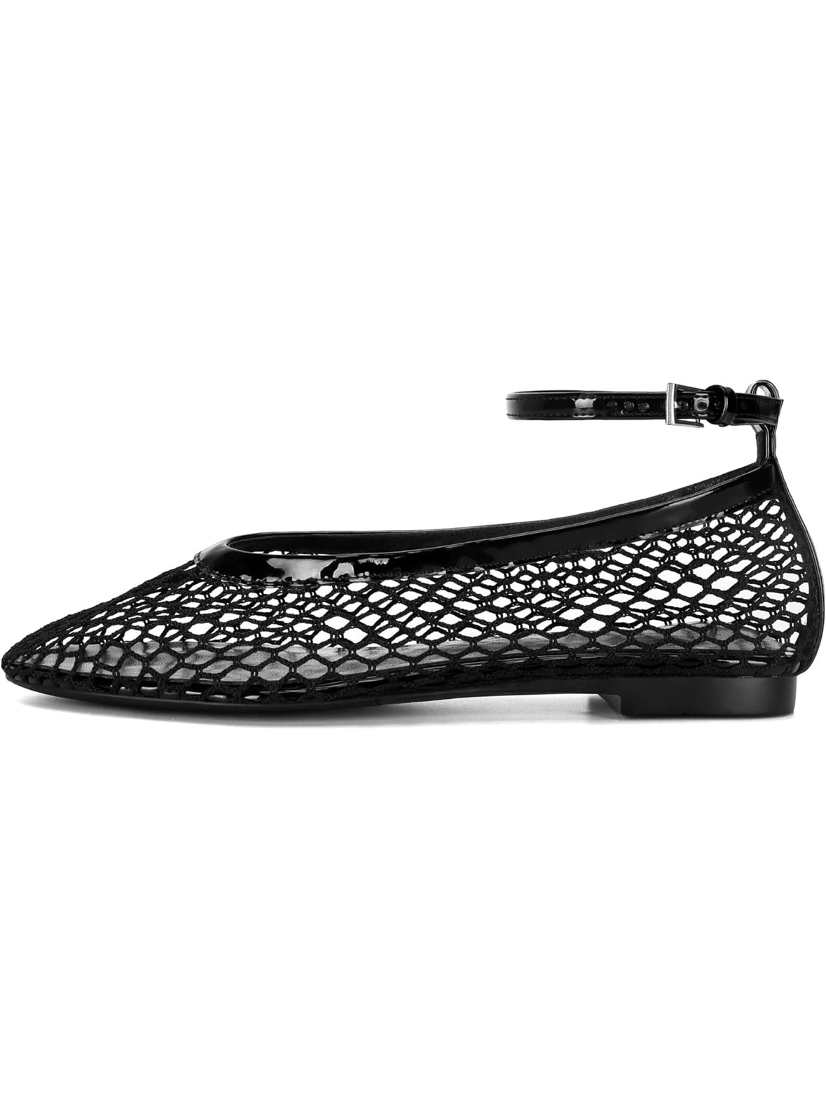 Solid colors net flats shoes ankle strap