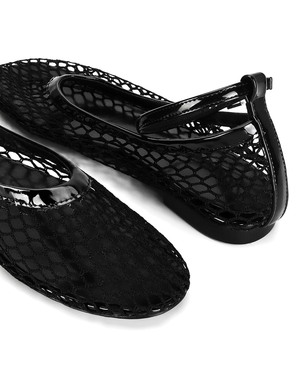 Solid colors net flats shoes ankle strap