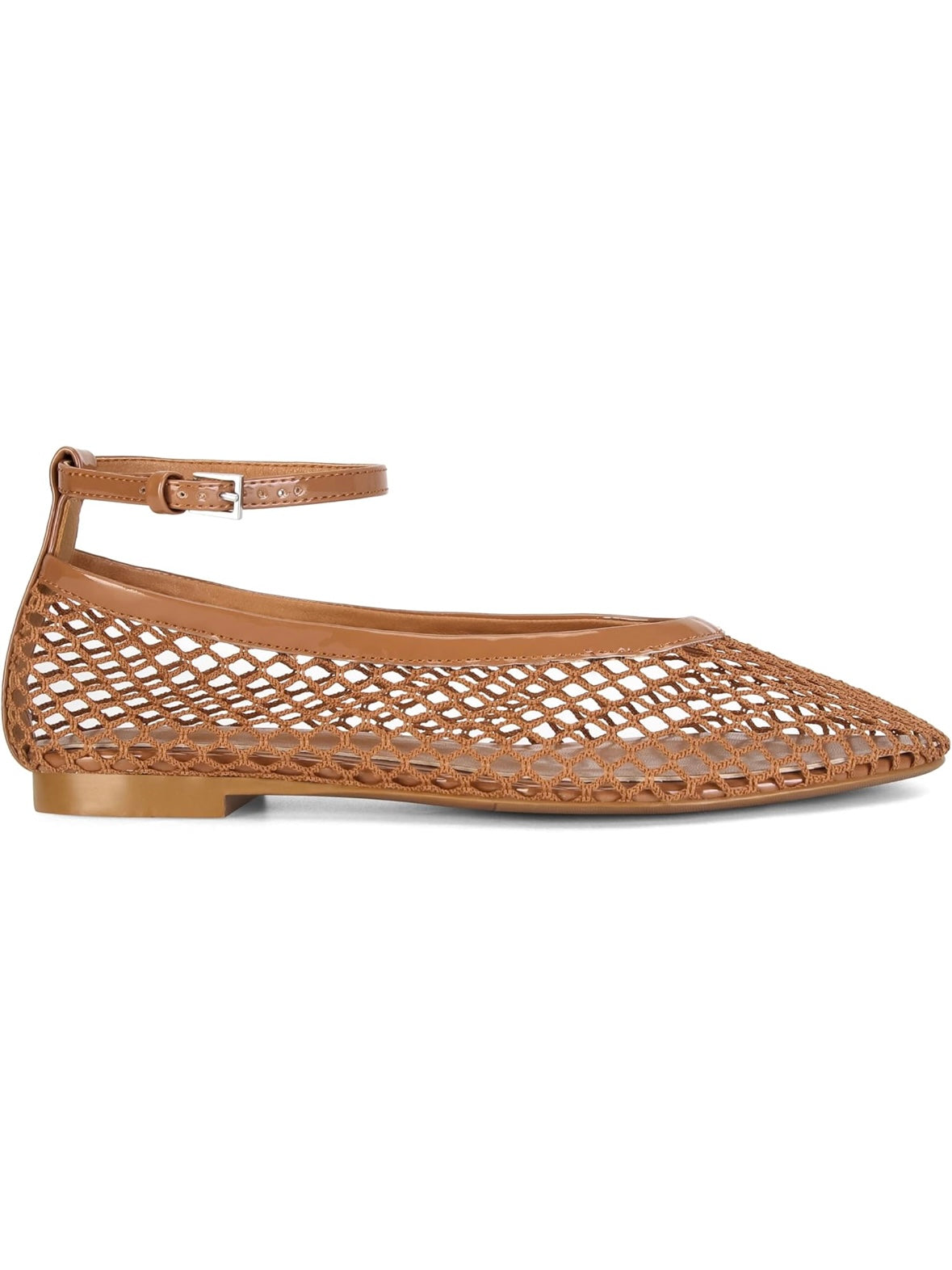 Solid colors net flats shoes ankle strap