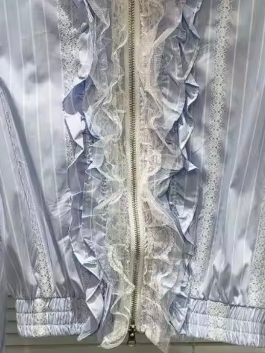 Light blue floral mix fabrics shacket