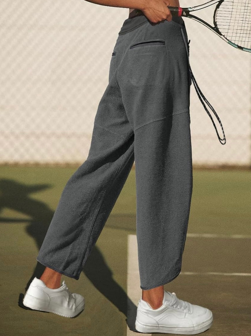 Solid colors barrel Capri pants