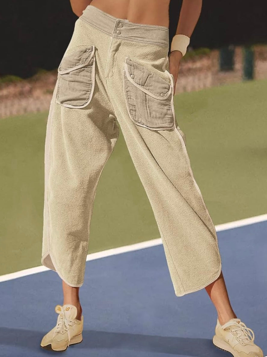 Solid colors barrel Capri pants