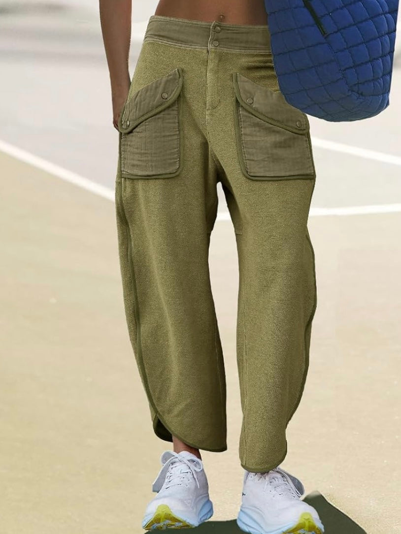 Solid colors barrel Capri pants